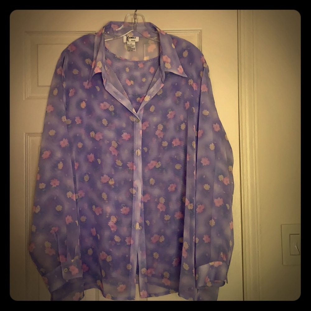 NWOT gorgeous two-piece tank and blouse set (plus)